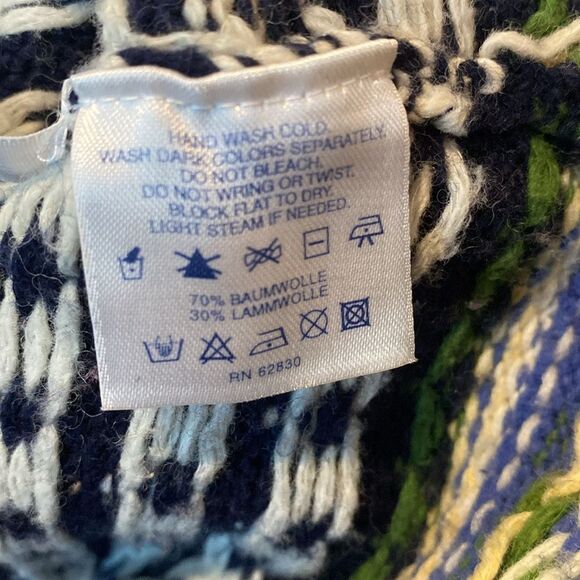 Land’s End Wool Blend Nordic Fair Isle Full Zip Sweater M - Picture 7 of 9